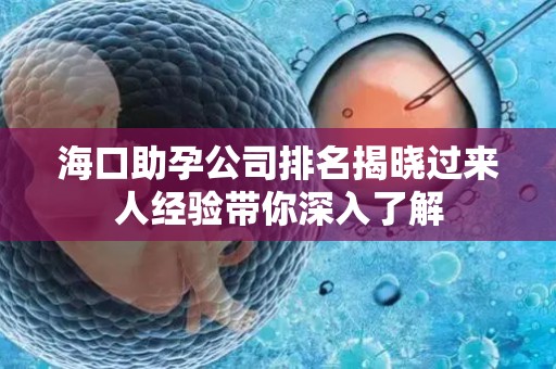 海口助孕公司排名揭晓过来人经验带你深入了解