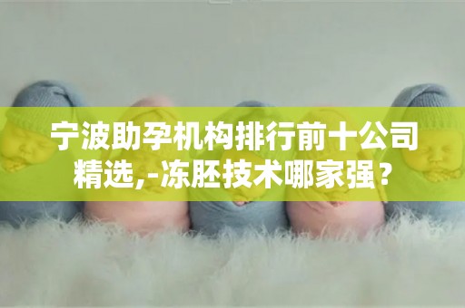 宁波助孕机构排行前十公司精选,-冻胚技术哪家强？