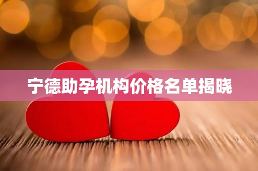 宁德助孕机构价格名单揭晓