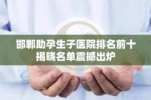 邯郸助孕生子医院排名前十揭晓名单震撼出炉