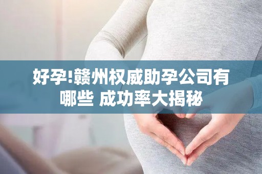 好孕!赣州权威助孕公司有哪些 成功率大揭秘
