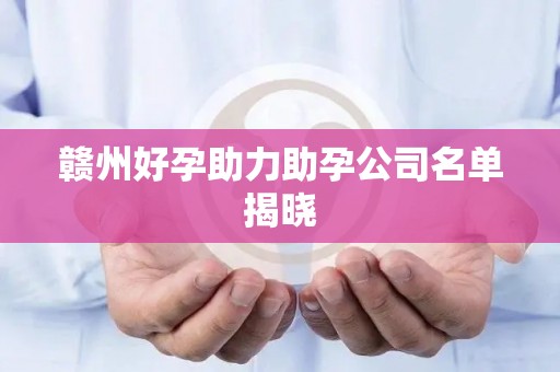 赣州好孕助力助孕公司名单揭晓