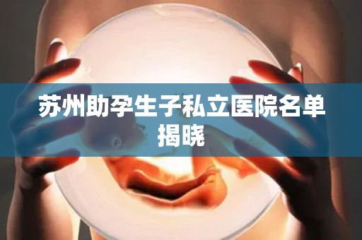 苏州助孕生子私立医院名单揭晓