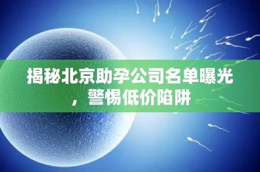 揭秘北京助孕公司名单曝光，警惕低价陷阱