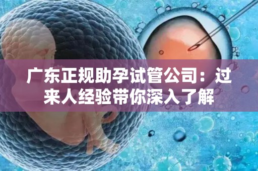 广东正规助孕试管公司：过来人经验带你深入了解