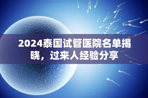 2024泰国试管医院名单揭晓，过来人经验分享