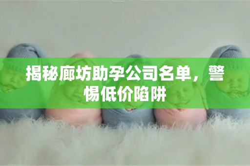 揭秘廊坊助孕公司名单，警惕低价陷阱