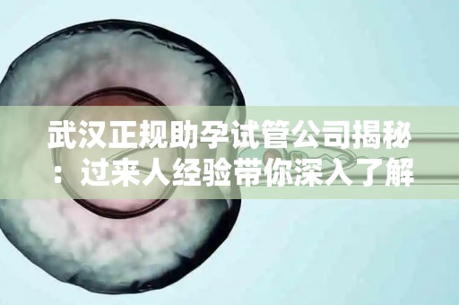 武汉正规助孕试管公司揭秘：过来人经验带你深入了解