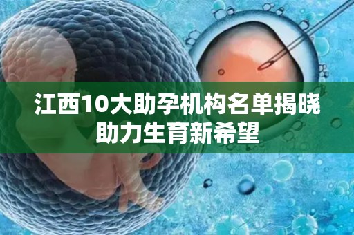 江西10大助孕机构名单揭晓助力生育新希望