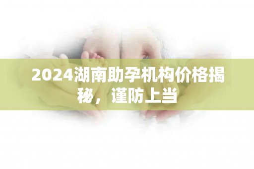 2024湖南助孕机构价格揭秘，谨防上当