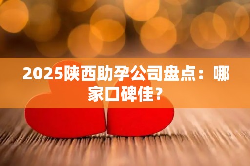 2025陕西助孕公司盘点：哪家口碑佳？