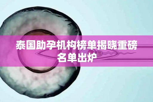 泰国助孕机构榜单揭晓重磅名单出炉