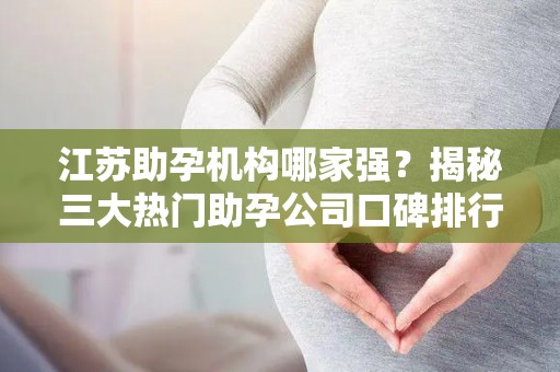 江苏助孕机构哪家强？揭秘三大热门助孕公司口碑排行