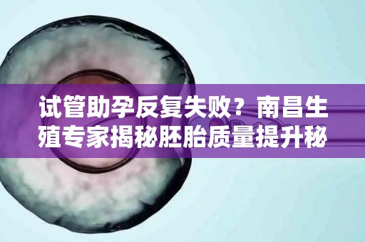 试管助孕反复失败？南昌生殖专家揭秘胚胎质量提升秘诀