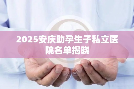 2025安庆助孕生子私立医院名单揭晓