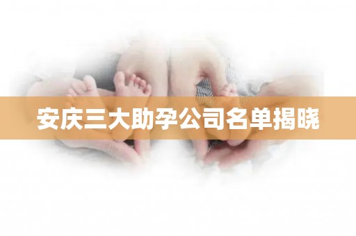 安庆三大助孕公司名单揭晓