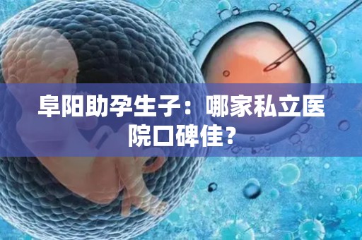 阜阳助孕生子：哪家私立医院口碑佳？
