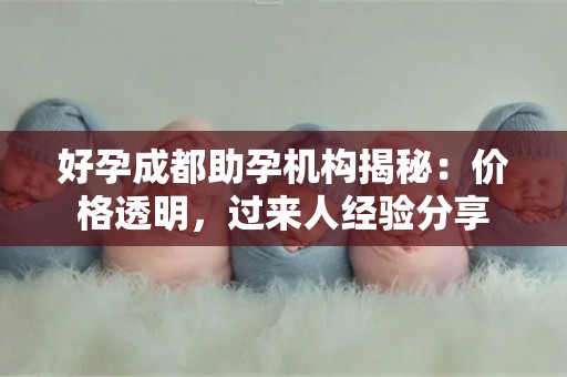 好孕成都助孕机构揭秘：价格透明，过来人经验分享