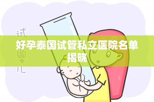 好孕泰国试管私立医院名单揭晓