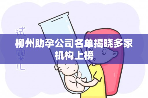 柳州助孕公司名单揭晓多家机构上榜
