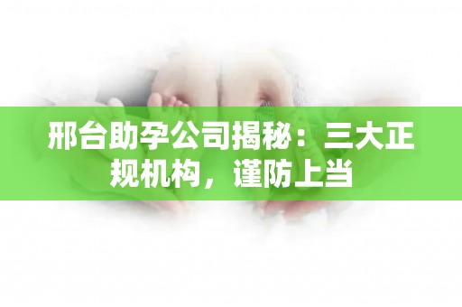 邢台助孕公司揭秘：三大正规机构，谨防上当