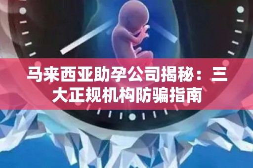 马来西亚助孕公司揭秘：三大正规机构防骗指南