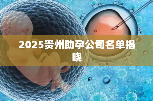 2025贵州助孕公司名单揭晓
