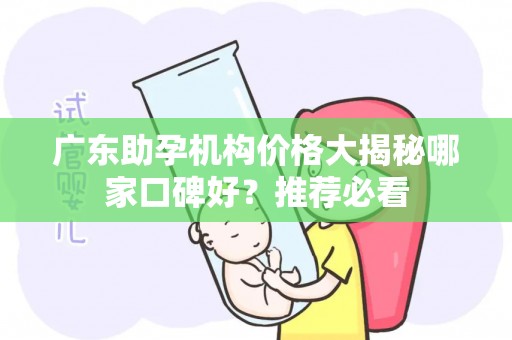 广东助孕机构价格大揭秘哪家口碑好？推荐必看