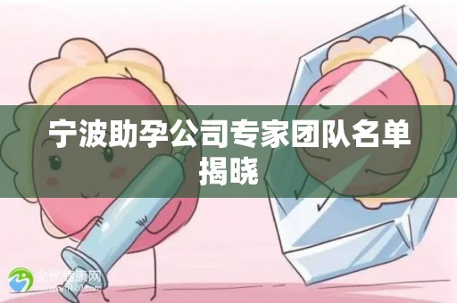 宁波助孕公司专家团队名单揭晓