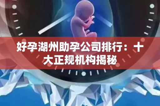 好孕湖州助孕公司排行：十大正规机构揭秘