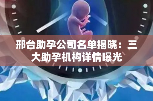 邢台助孕公司名单揭晓：三大助孕机构详情曝光