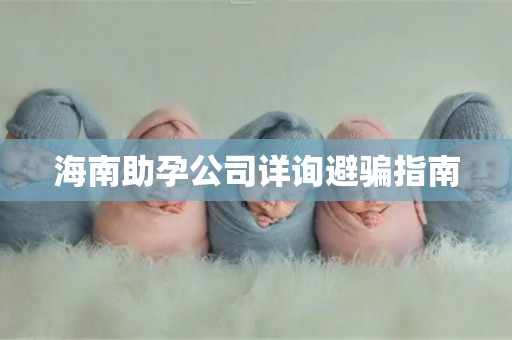 海南助孕公司详询避骗指南