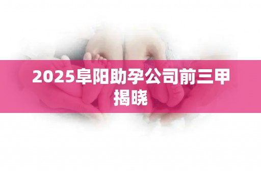 2025阜阳助孕公司前三甲揭晓