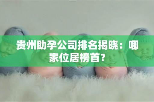 贵州助孕公司排名揭晓：哪家位居榜首？