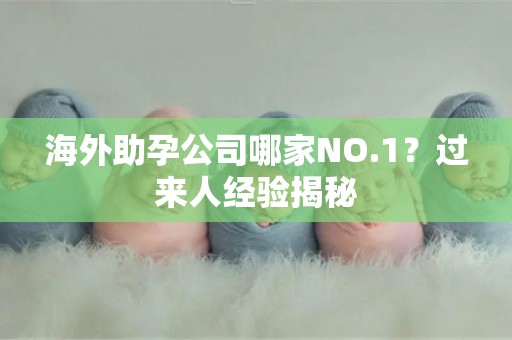 海外助孕公司哪家NO.1？过来人经验揭秘
