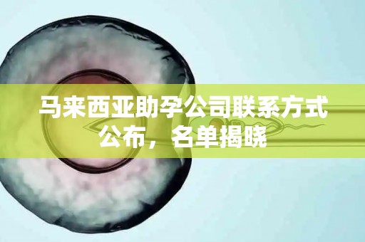 马来西亚助孕公司联系方式公布，名单揭晓