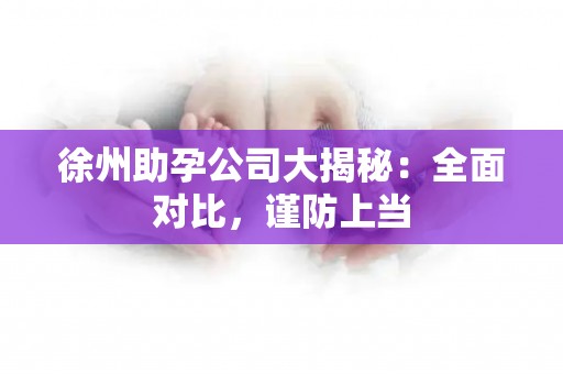 徐州助孕公司大揭秘：全面对比，谨防上当