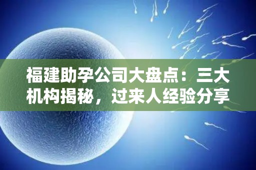 福建助孕公司大盘点：三大机构揭秘，过来人经验分享