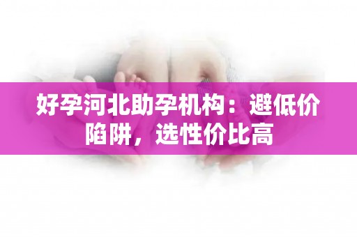 好孕河北助孕机构：避低价陷阱，选性价比高