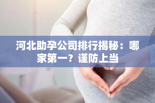 河北助孕公司排行揭秘：哪家第一？谨防上当