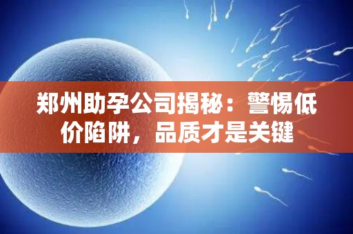 郑州助孕公司揭秘：警惕低价陷阱，品质才是关键