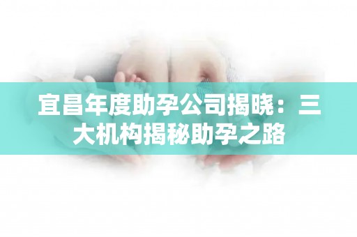 宜昌年度助孕公司揭晓：三大机构揭秘助孕之路