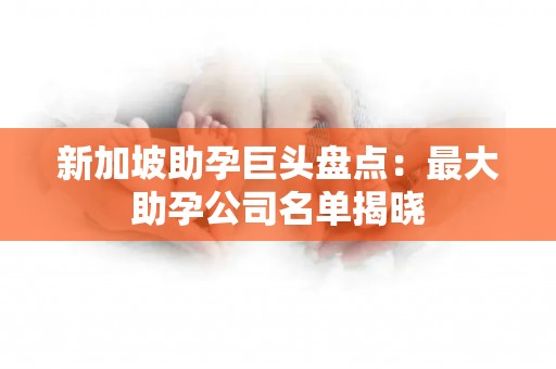 新加坡助孕巨头盘点：最大助孕公司名单揭晓