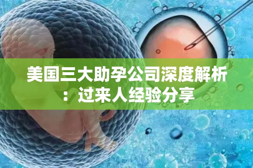 美国三大助孕公司深度解析：过来人经验分享