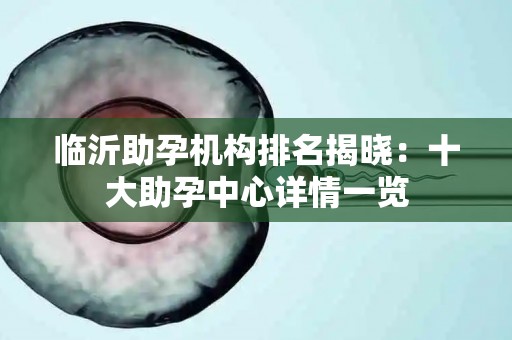 临沂助孕机构排名揭晓：十大助孕中心详情一览