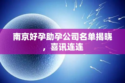 南京好孕助孕公司名单揭晓，喜讯连连