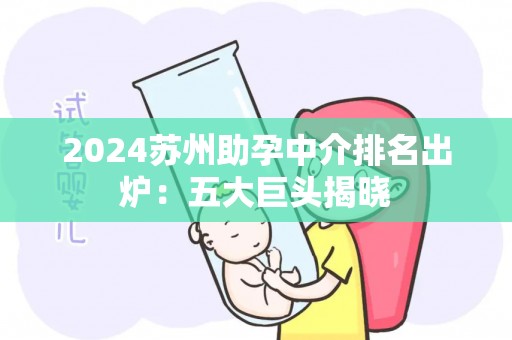 2024苏州助孕中介排名出炉：五大巨头揭晓