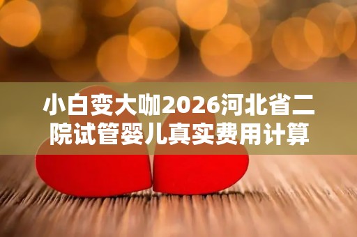 小白变大咖2026河北省二院试管婴儿真实费用计算