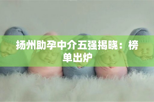 扬州助孕中介五强揭晓：榜单出炉