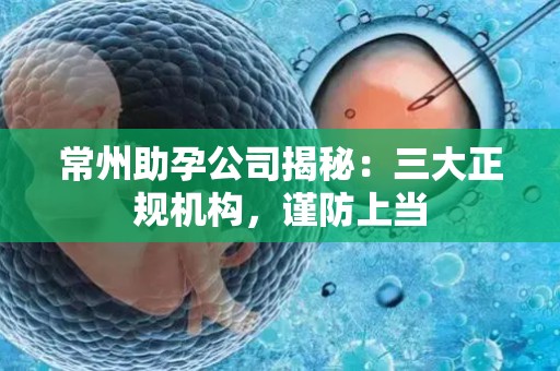 常州助孕公司揭秘：三大正规机构，谨防上当